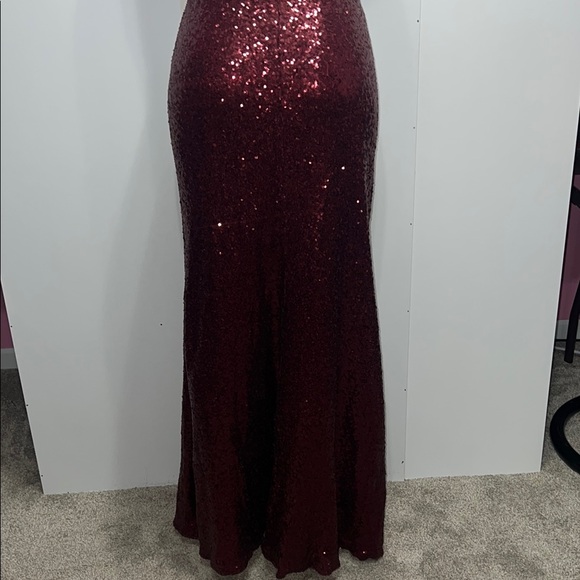 Revelry Red long deep evening dress One Shoulder SequiGown for Weddings zs 22 - Picture 8 of 16